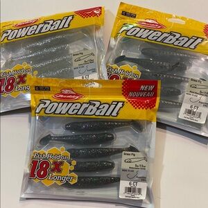 Berkeley 3 Packages PoweBait Fishing Bait Worms New 6 Count Packs